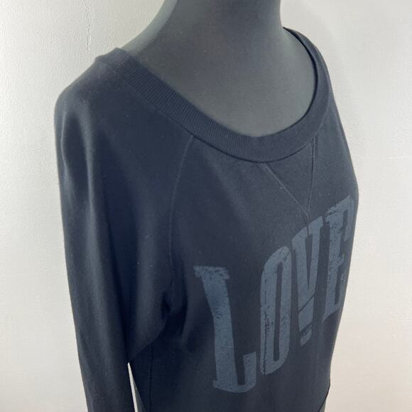 Haute Hippie LOVER Sweatshirt Black Long Sleeve Graphic Print Crewneck Size XS - Picture 6 of 10